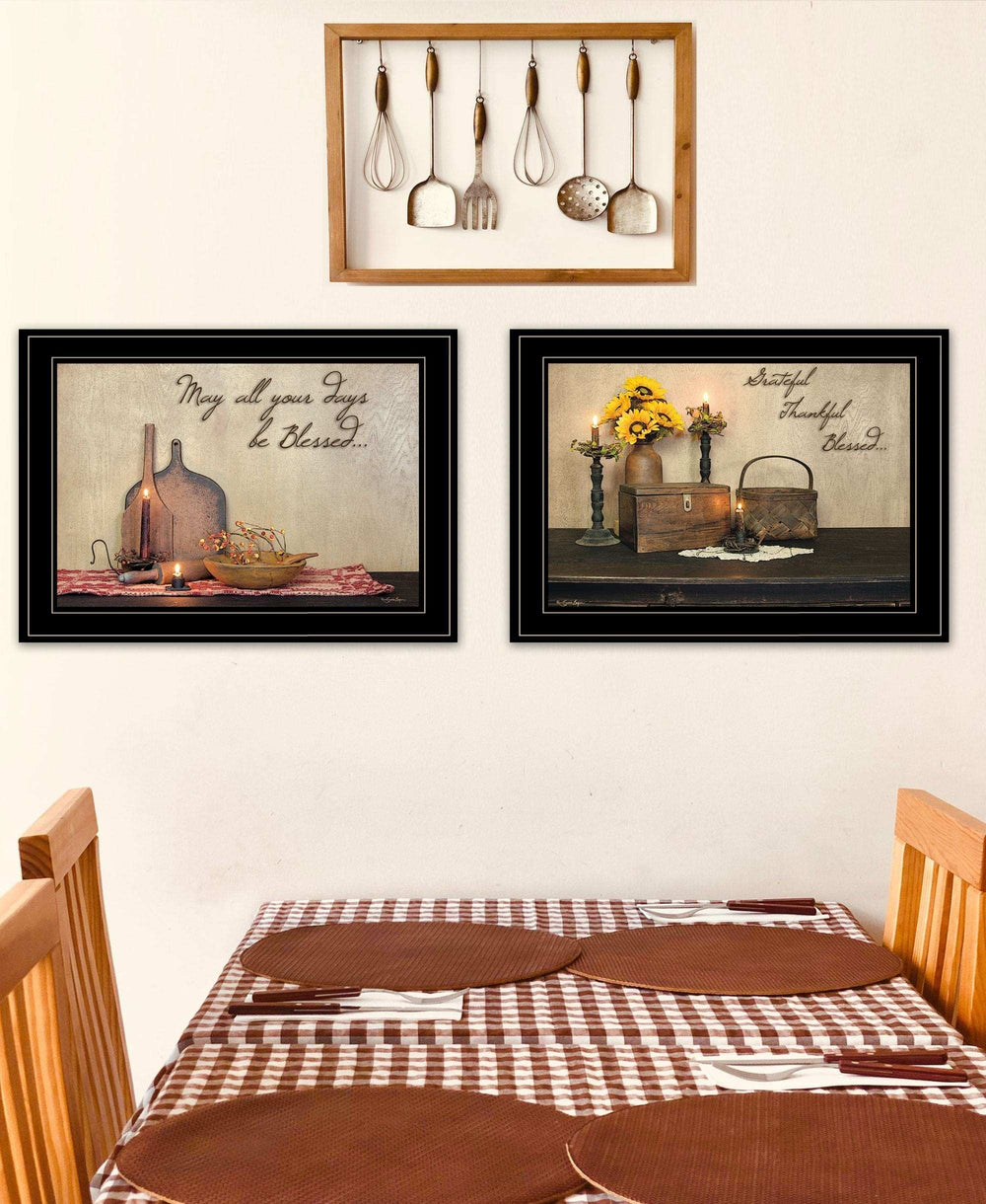 Set Of Two Twice Blessed 2 Black Framed Print Wall Art - Homeroots - Flyclothing LLC