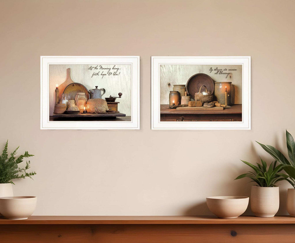 Set Of Two By Grace 1 White Framed Print Kitchen Wall Art - Homeroots - Flyclothing LLC