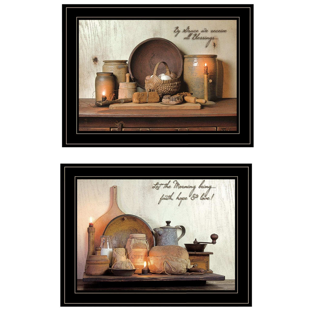 Set Of Two By Grace 2 Black Framed Print Kitchen Wall Art - Homeroots - Flyclothing LLC