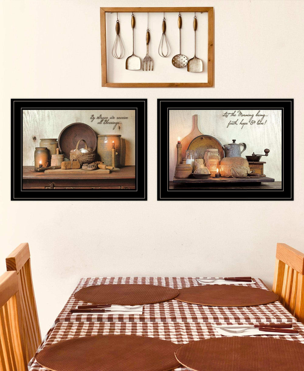Set Of Two By Grace 2 Black Framed Print Kitchen Wall Art - Homeroots - Flyclothing LLC