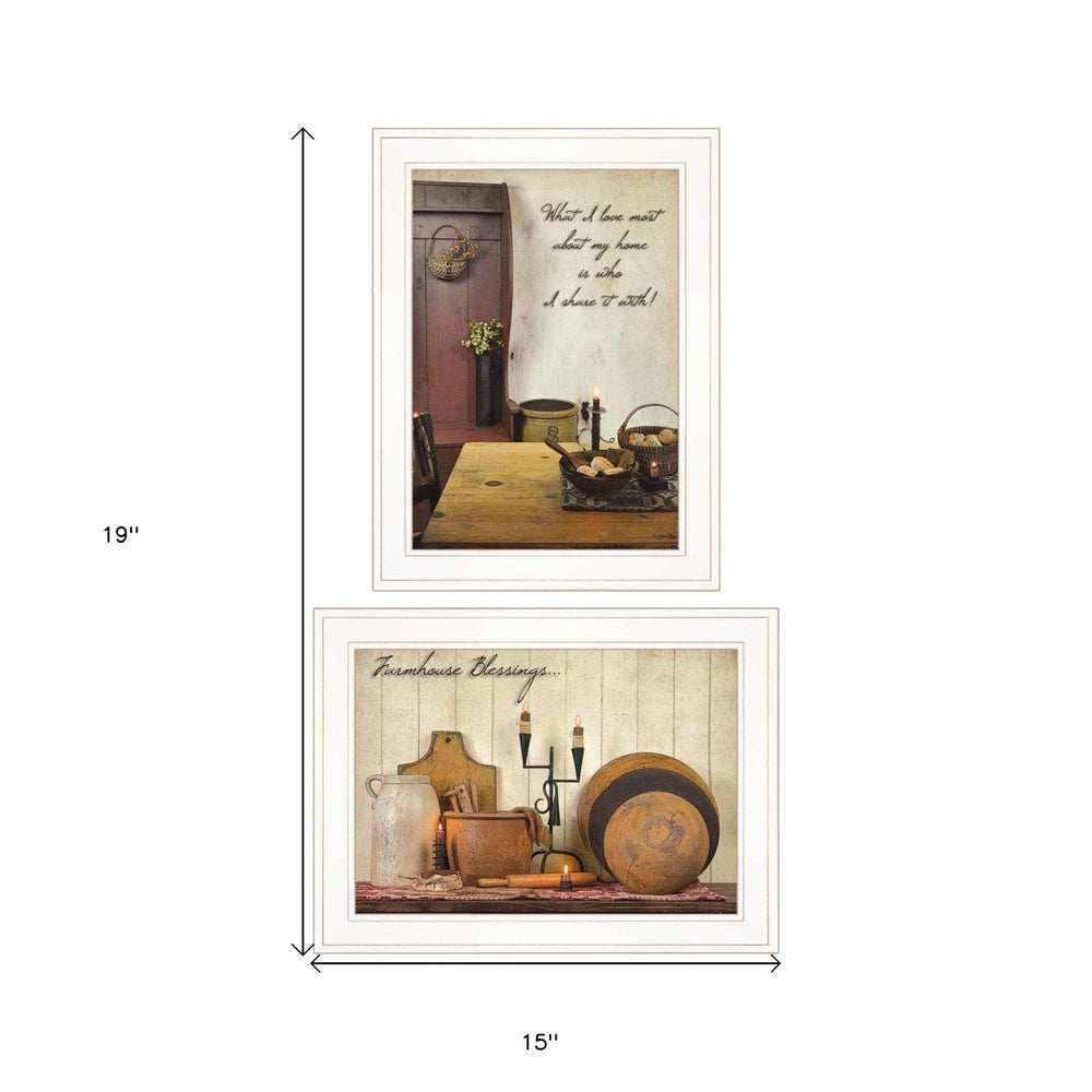 Set Of Two What I Love Most 1 White Framed Print Kitchen Wall Art - Homeroots - Flyclothing LLC