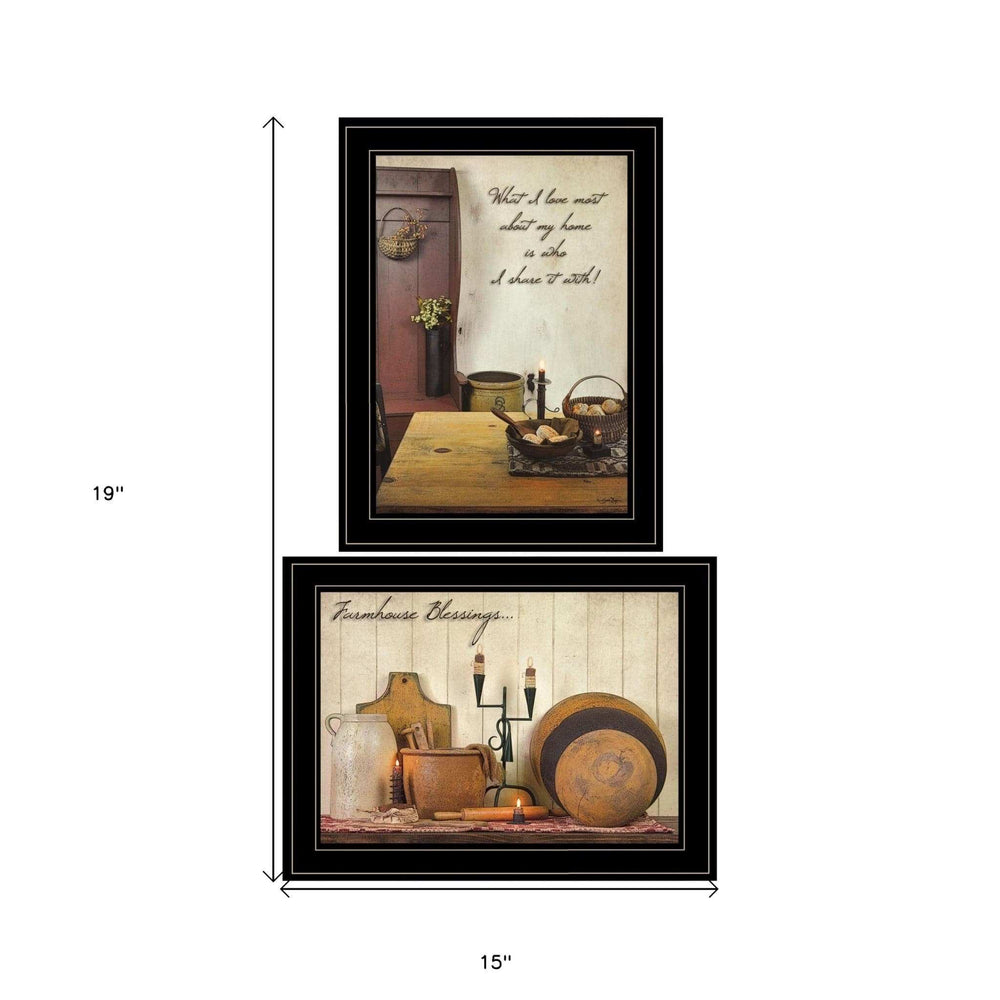 Set Of Two What I Love Most 2 Black Framed Print Kitchen Wall Art - Homeroots - Flyclothing LLC