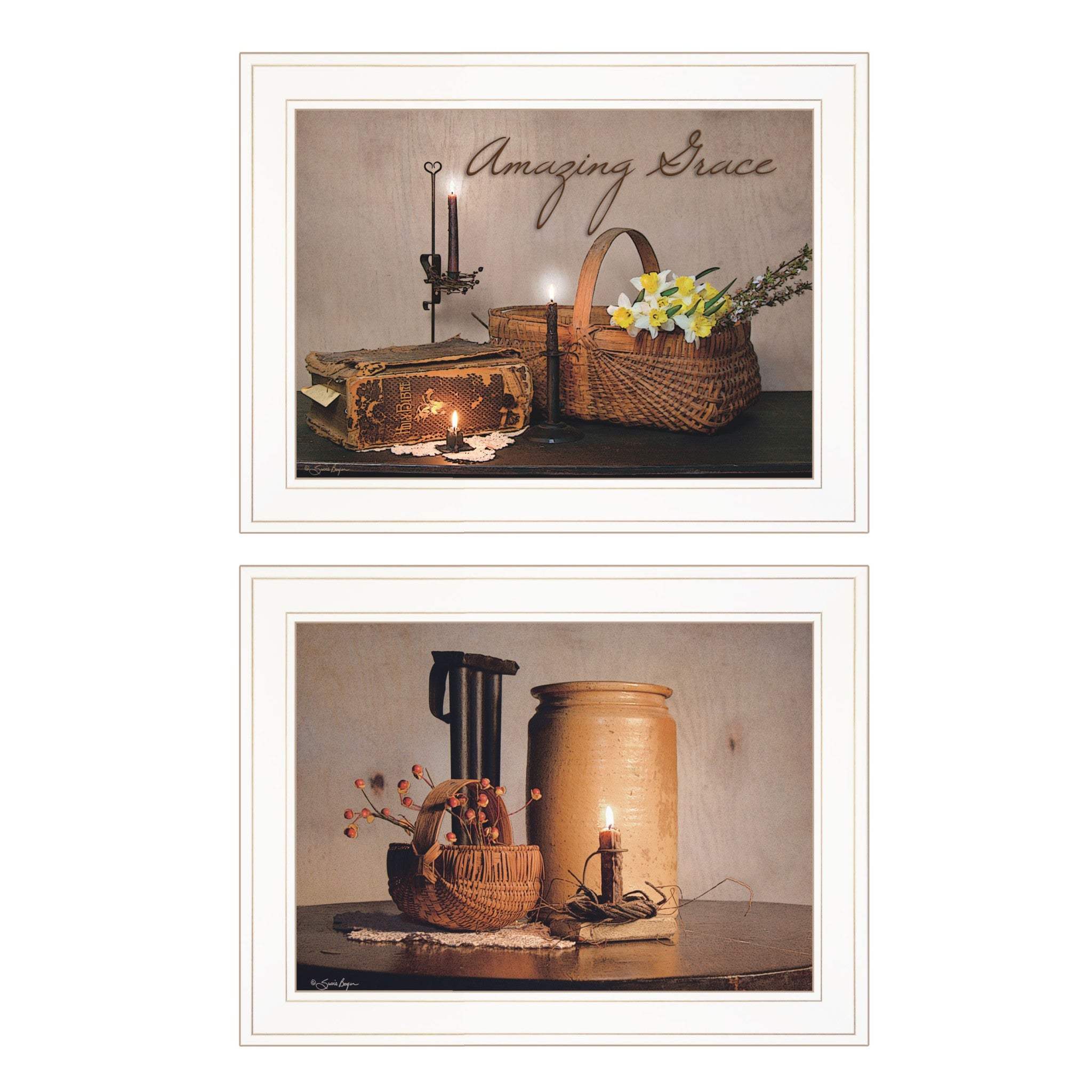 Set Of Two Amazing Grace 5 White Framed Print Kitchen Wall Art - Homeroots - Flyclothing LLC