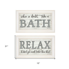 Set Of Two Bath Relax 1 White Framed Print Bathroom Wall Art