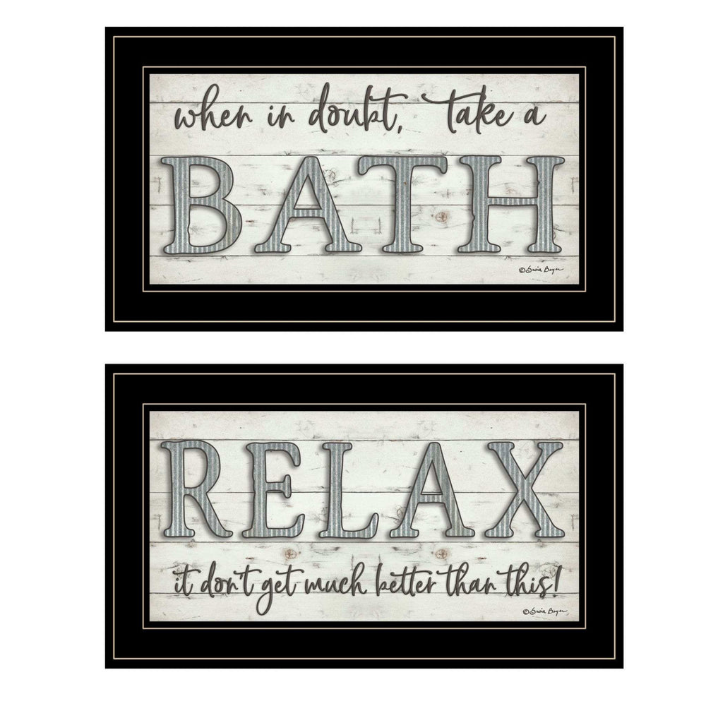 Set Of Two Bath Relax 2 Black Framed Print Bathroom Wall Art - Homeroots - Flyclothing LLC