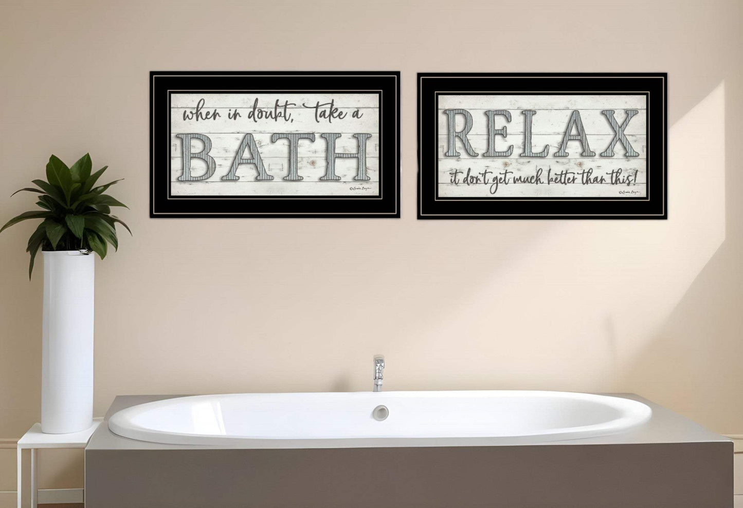 Set Of Two Bath Relax 2 Black Framed Print Bathroom Wall Art - Homeroots - Flyclothing LLC