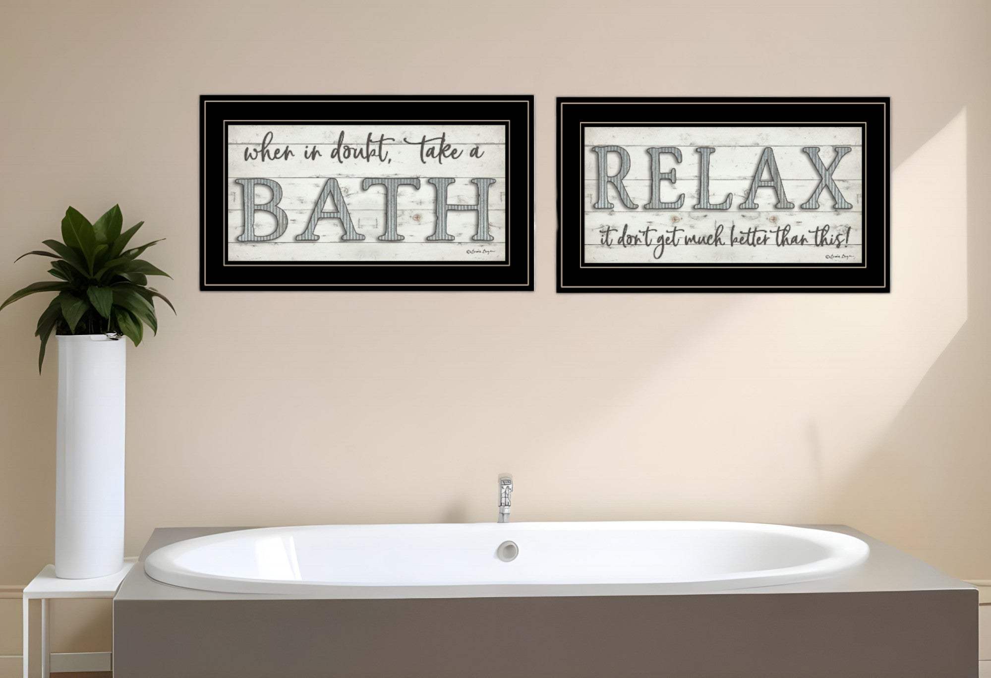 Set Of Two Bath Relax 2 Black Framed Print Bathroom Wall Art - Homeroots - Flyclothing LLC