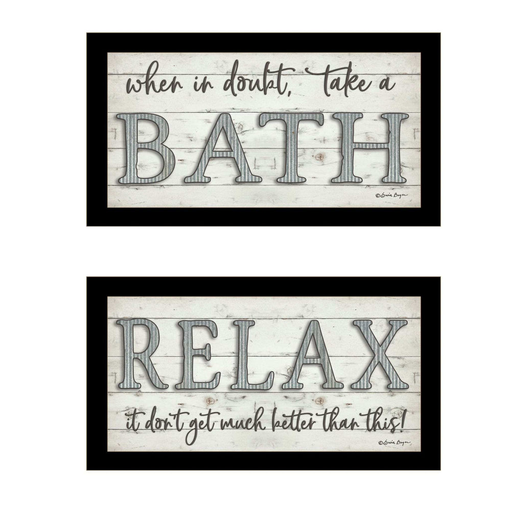 Set Of Two Bath Relax 3 Black Framed Print Bathroom Wall Art - Homeroots - Flyclothing LLC