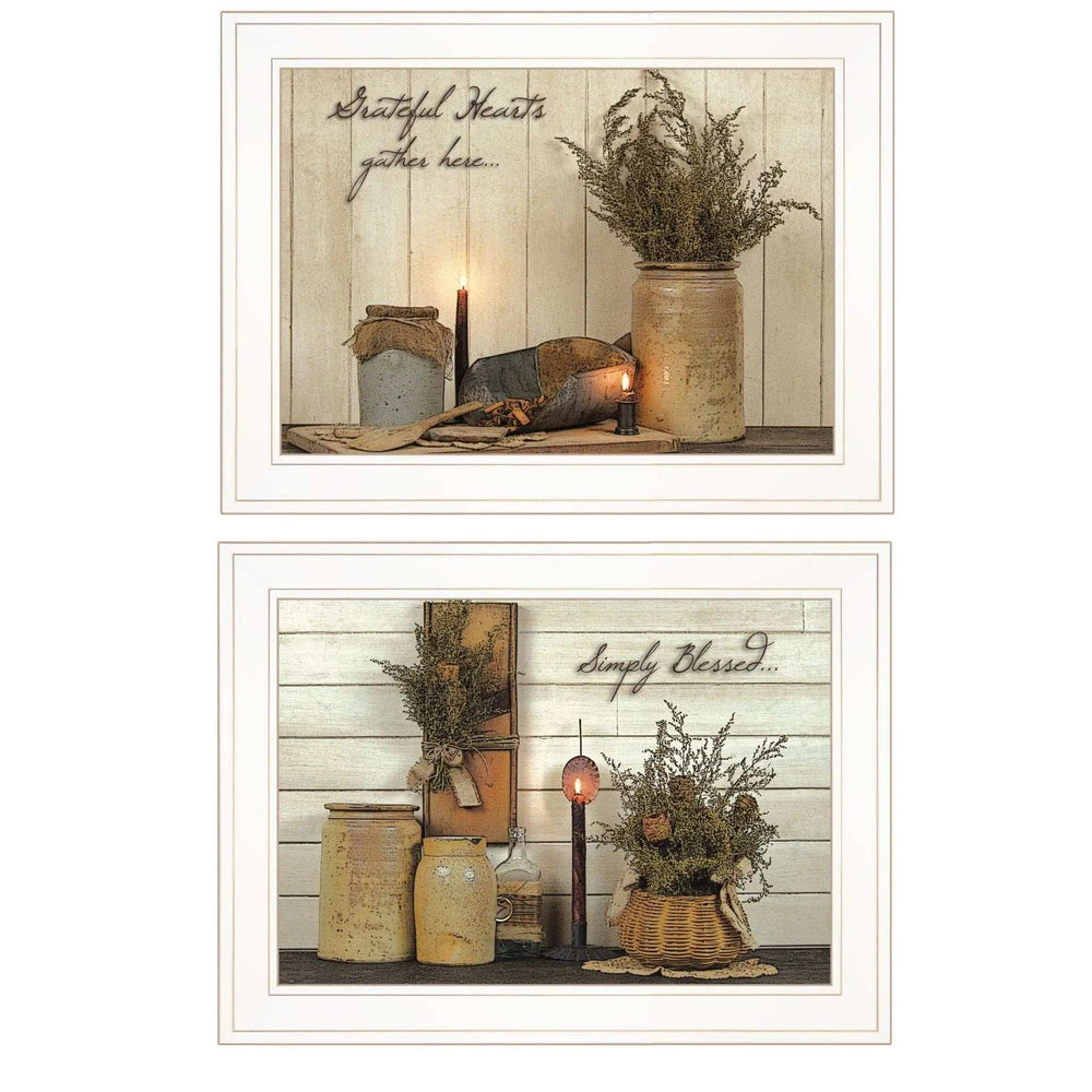 Set Of Two Blessed Gathering 1 White Framed Print Kitchen Wall Art - Homeroots - Flyclothing LLC
