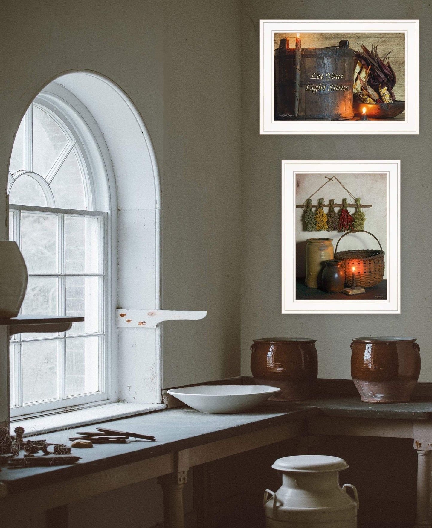 Set Of Two Let Your Light Shine 1 White Framed Print Wall Art - Homeroots - Flyclothing LLC