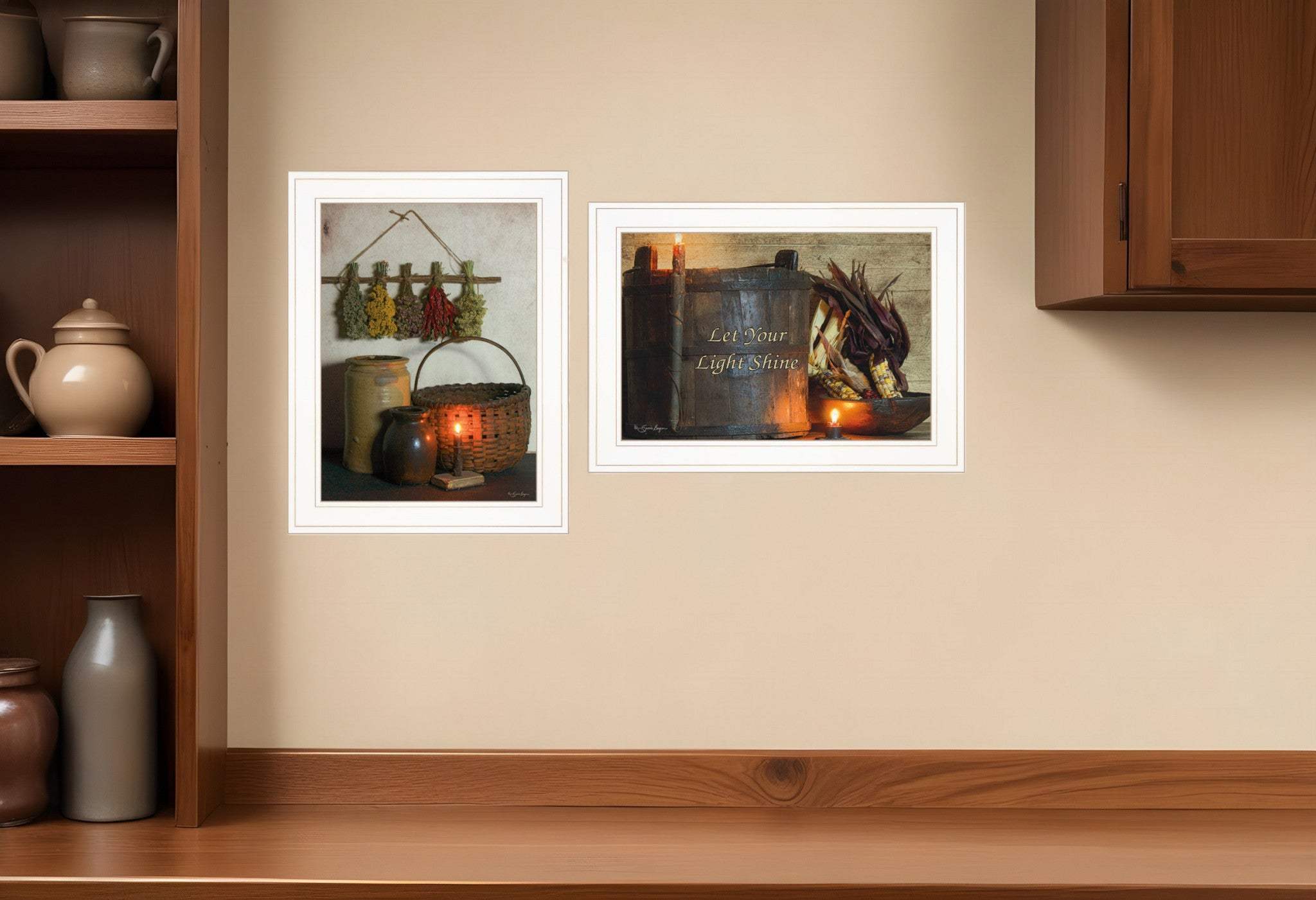 Set Of Two Let Your Light Shine 1 White Framed Print Wall Art - Homeroots - Flyclothing LLC