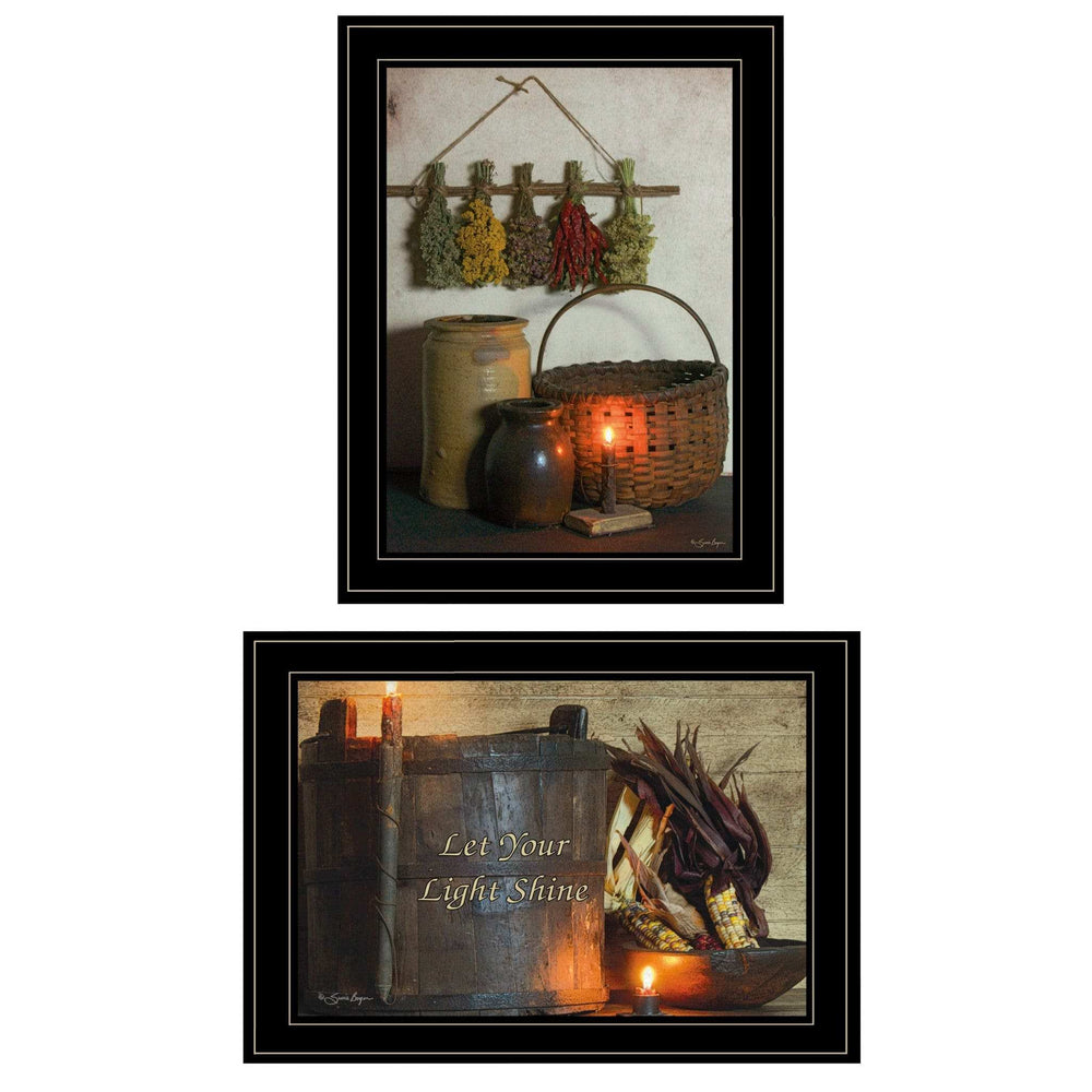Set Of Two Let Your Light Shine 2 Black Framed Print Wall Art - Homeroots - Flyclothing LLC