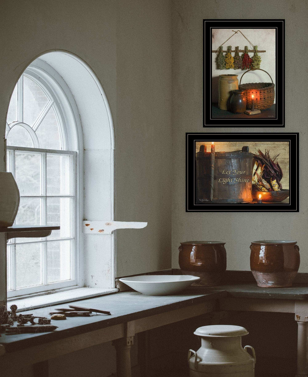 Set Of Two Let Your Light Shine 2 Black Framed Print Wall Art - Homeroots - Flyclothing LLC