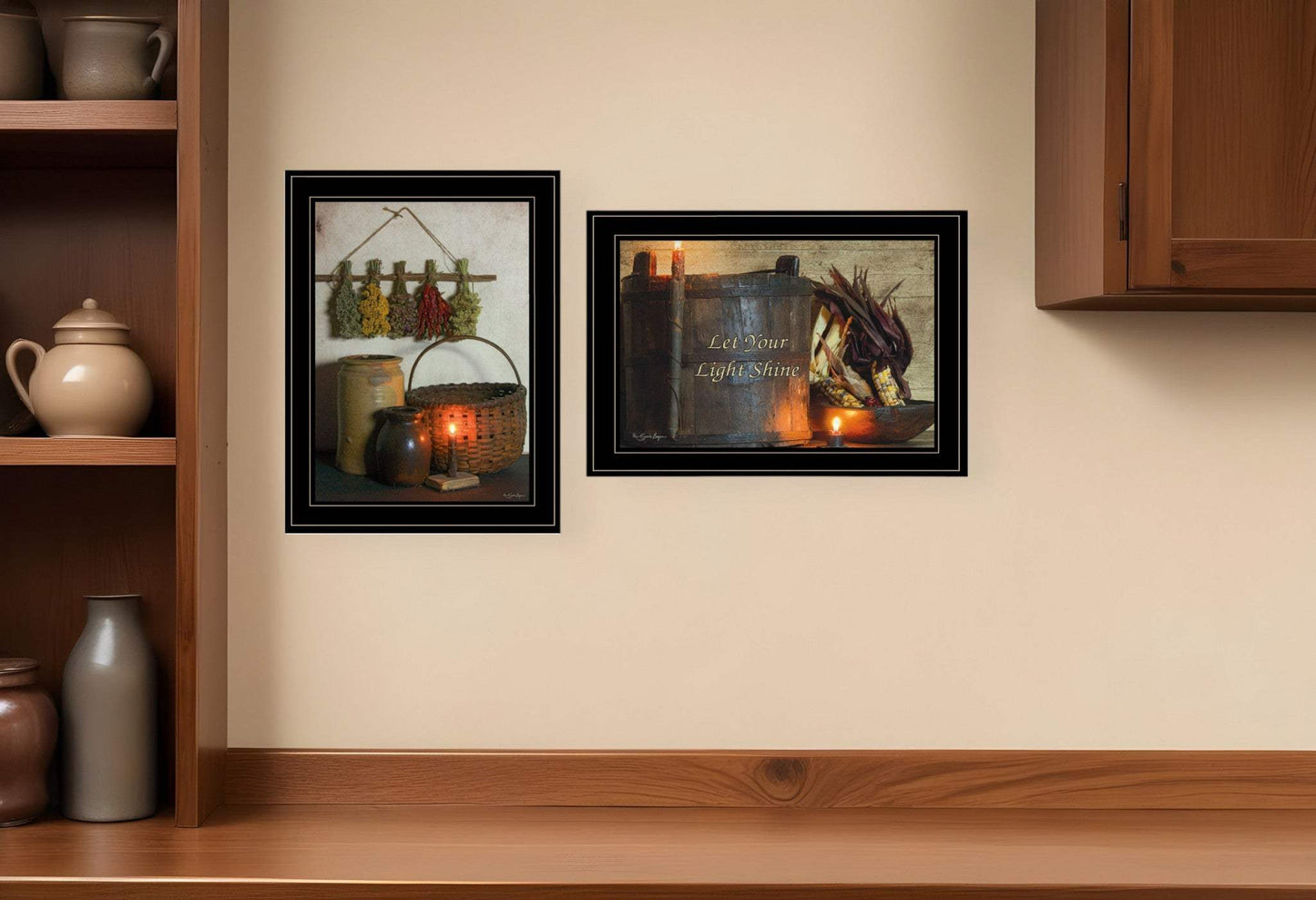 Set Of Two Let Your Light Shine 2 Black Framed Print Wall Art - Homeroots - Flyclothing LLC