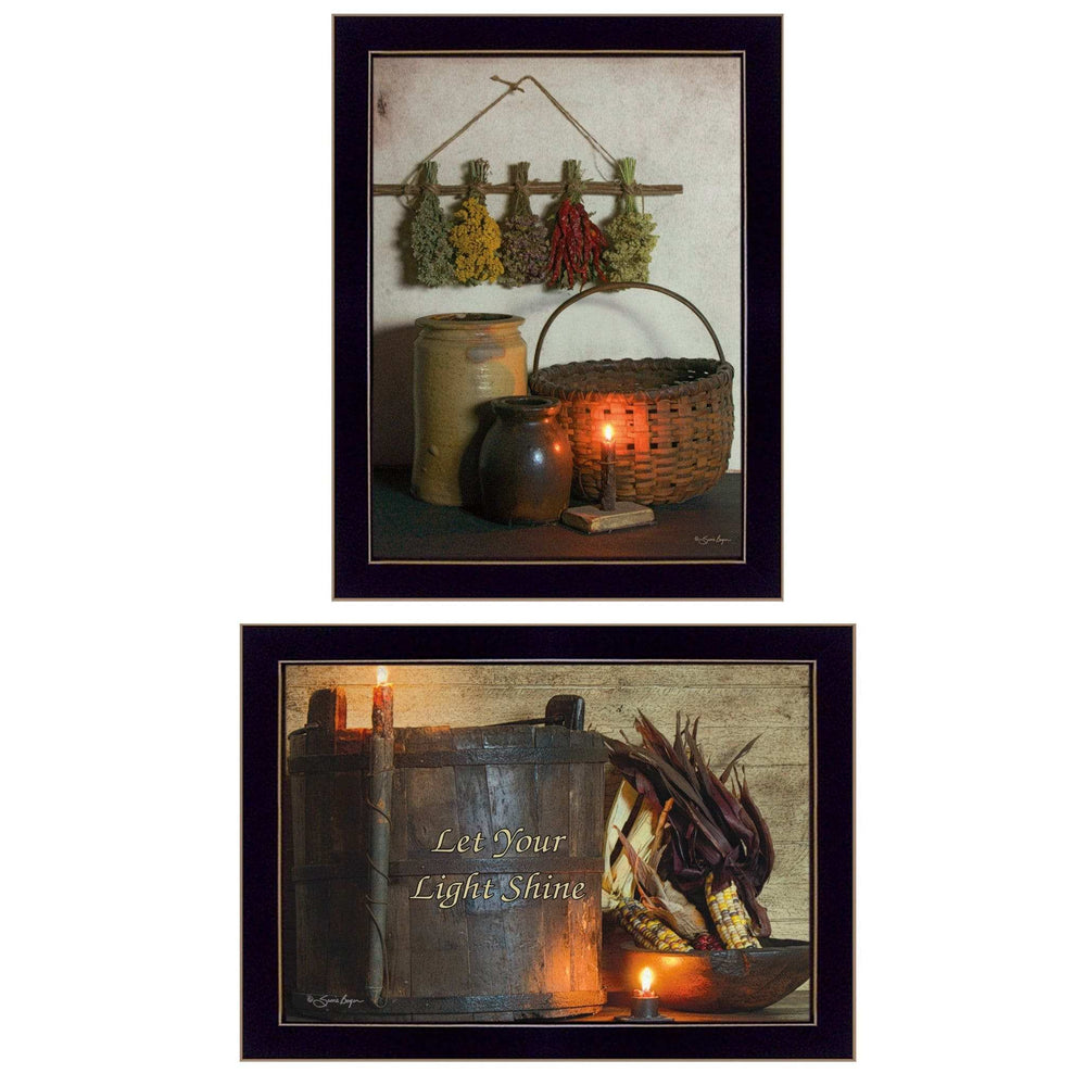 Set Of Two Let Your Light Shine 3 Black Framed Print Wall Art - Homeroots - Flyclothing LLC