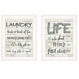 Set Of Two Loads of Fun 1 White Framed Print Bathroom Wall Art - Homeroots - Flyclothing LLC