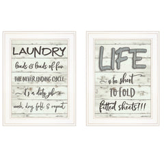 Set Of Two Loads of Fun 1 White Framed Print Bathroom Wall Art