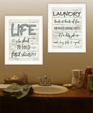 Set Of Two Loads of Fun 1 White Framed Print Bathroom Wall Art - Homeroots - Flyclothing LLC