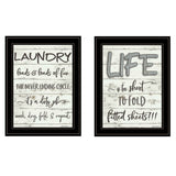 Set Of Two Loads of Fun 2 Black Framed Print Bathroom Wall Art - Homeroots