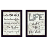 Set Of Two Loads of Fun 3 Black Framed Print Bathroom Wall Art - Homeroots