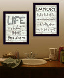 Set Of Two Loads of Fun 3 Black Framed Print Bathroom Wall Art - Homeroots - Flyclothing LLC