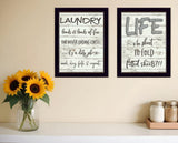 Set Of Two Loads of Fun 3 Black Framed Print Bathroom Wall Art - Homeroots