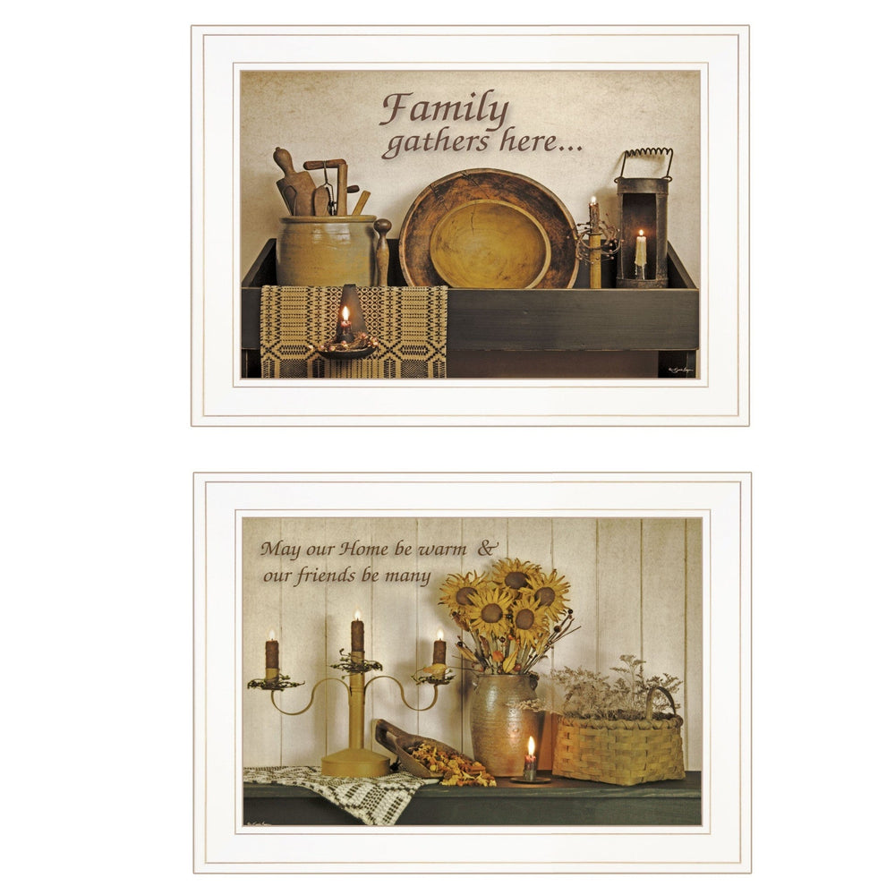 Set Of Two May Our Hearts Be warm 1 White Framed Print Kitchen Wall Art - Homeroots