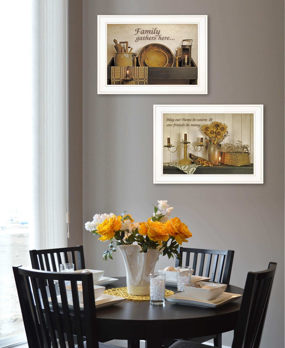 Set Of Two May Our Hearts Be warm 1 White Framed Print Kitchen Wall Art - Homeroots - Flyclothing LLC