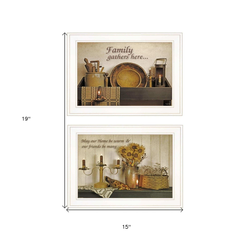 Set Of Two May Our Hearts Be warm 1 White Framed Print Kitchen Wall Art - Homeroots - Flyclothing LLC