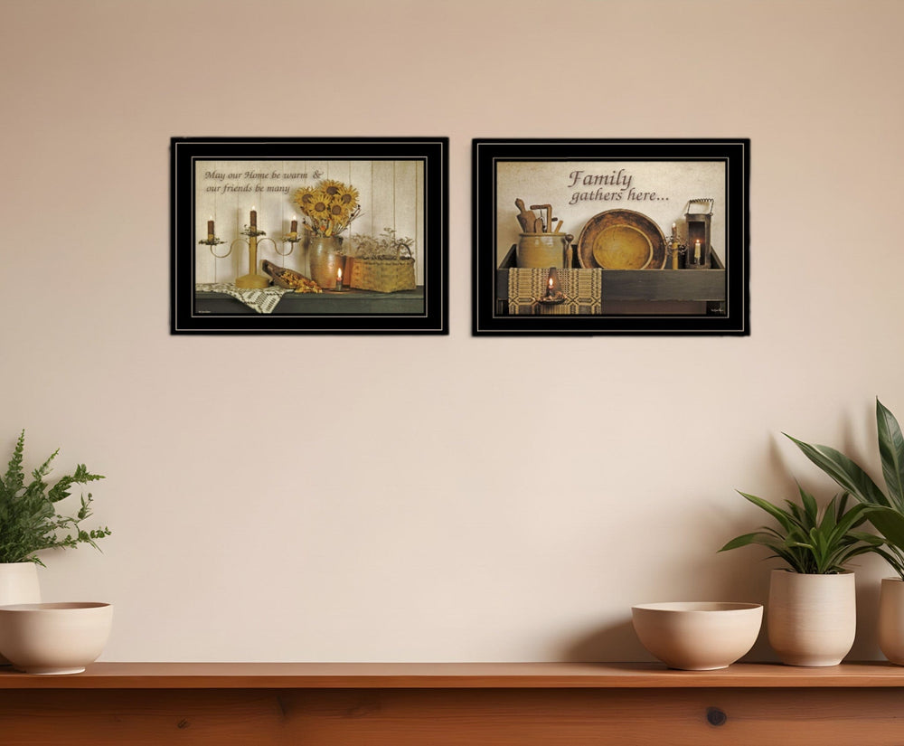 Set Of Two May Our Hearts Be Warm 2 Black Framed Print Kitchen Wall Art - Homeroots