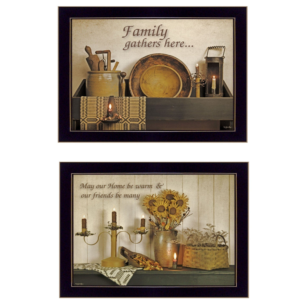 Set Of Two May Our Hearts Be warm 3 Black Framed Print Kitchen Wall Art - Homeroots