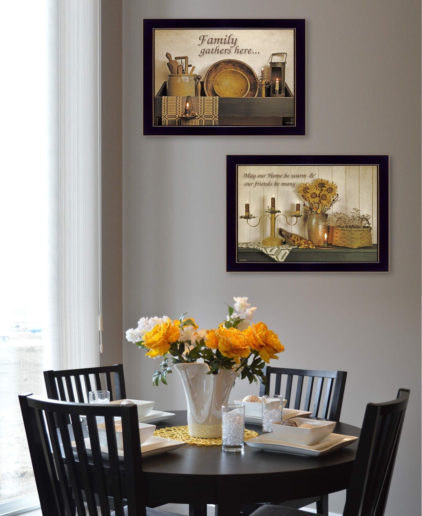 Set Of Two May Our Hearts Be warm 3 Black Framed Print Kitchen Wall Art - Homeroots - Flyclothing LLC