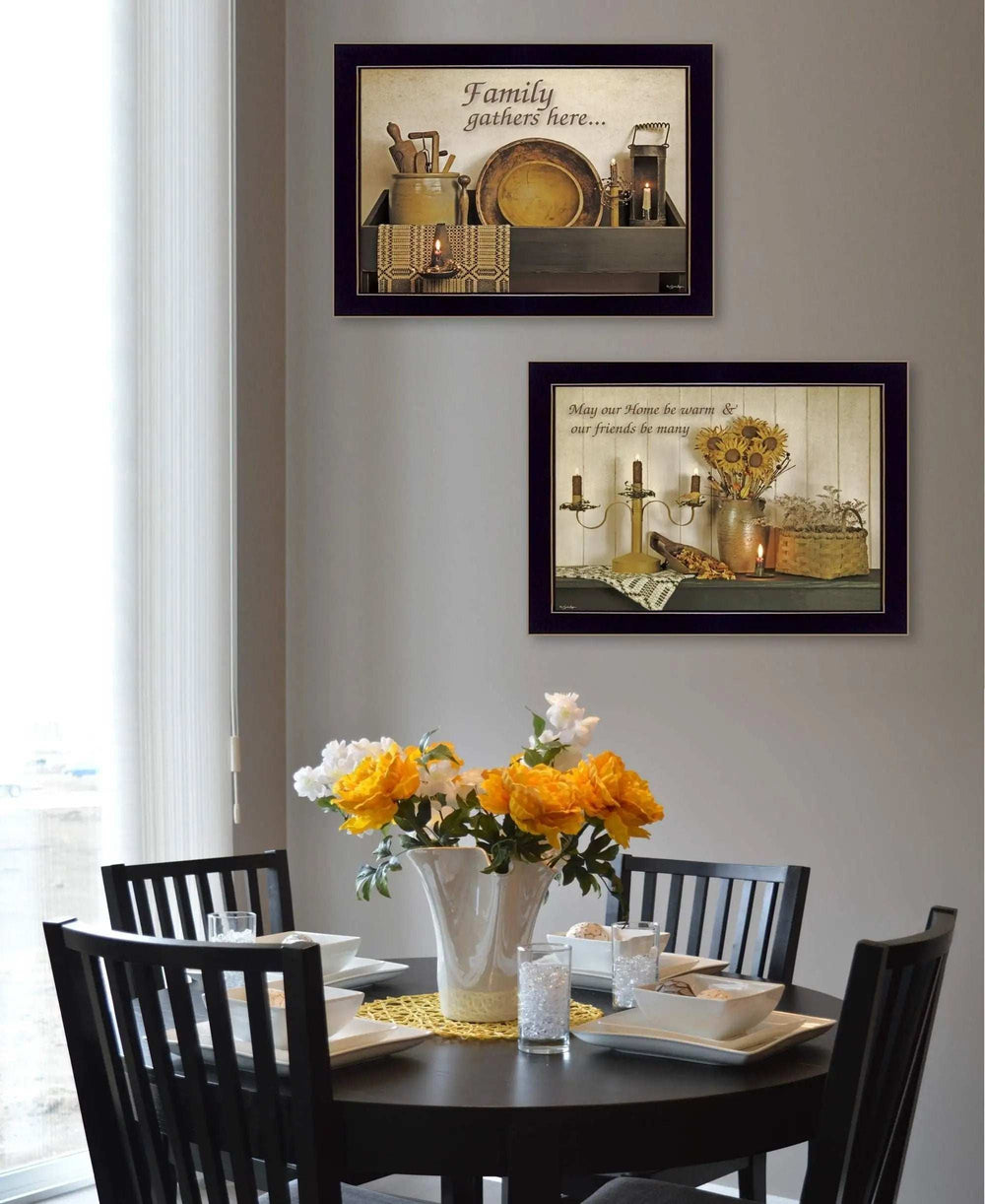 Set Of Two May Our Hearts Be warm 3 Black Framed Print Kitchen Wall Art - Homeroots - Flyclothing LLC