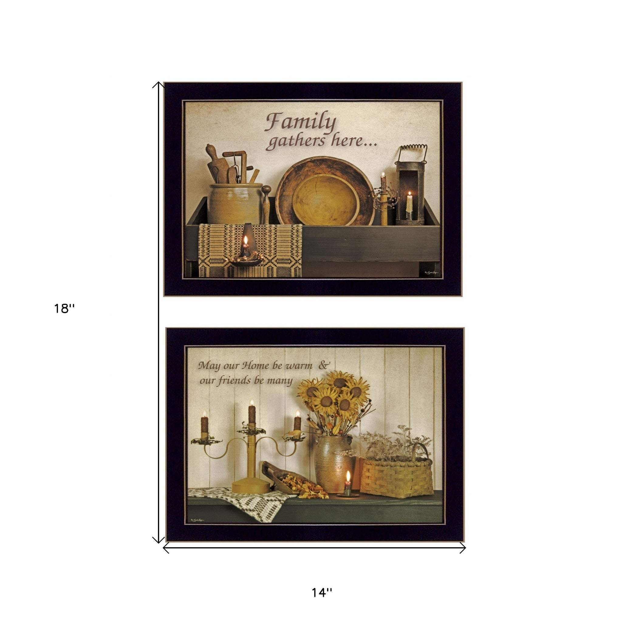 Set Of Two May Our Hearts Be warm 3 Black Framed Print Kitchen Wall Art - Homeroots - Flyclothing LLC