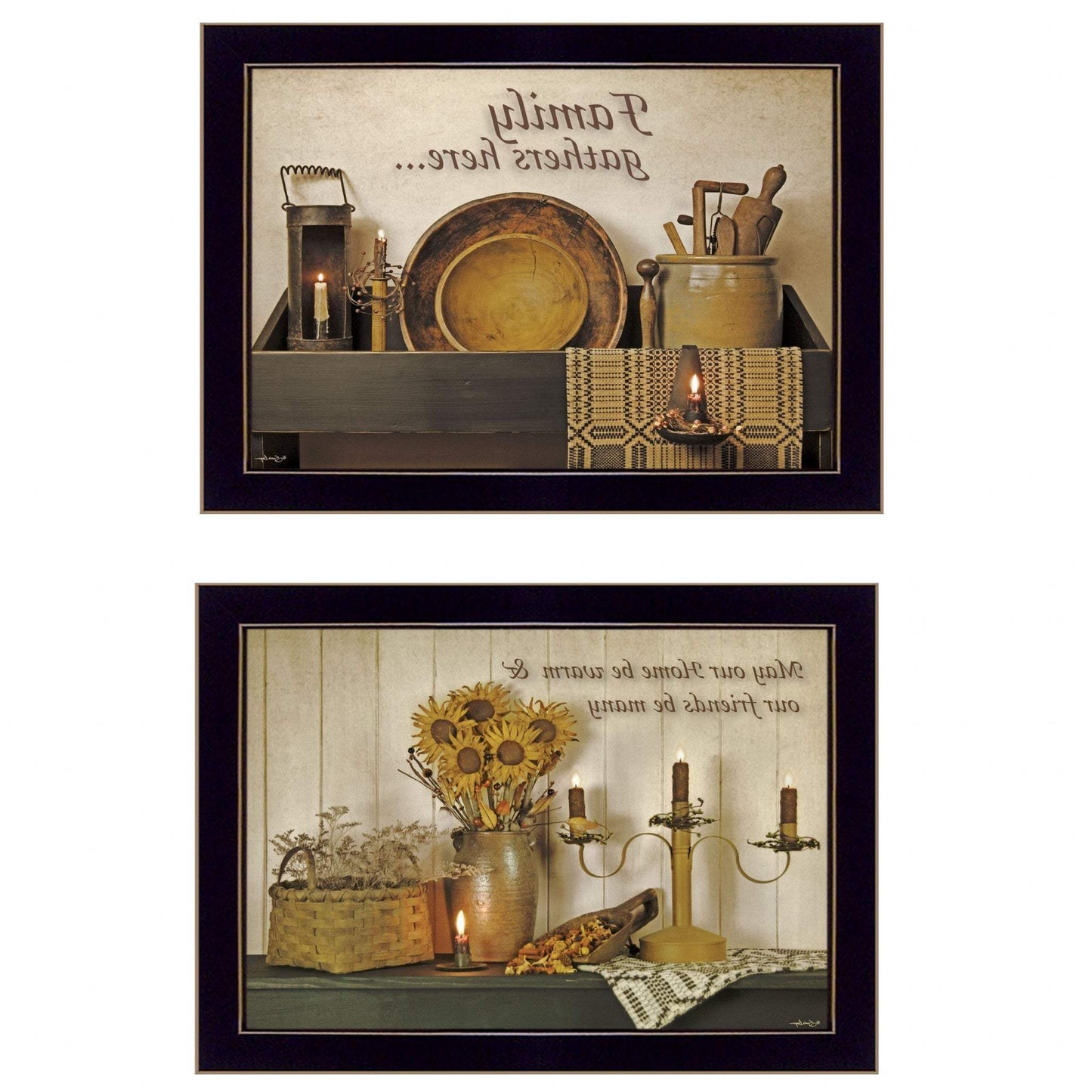Set Of Two May Our Hearts Be warm 3 Black Framed Print Kitchen Wall Art - Homeroots - Flyclothing LLC