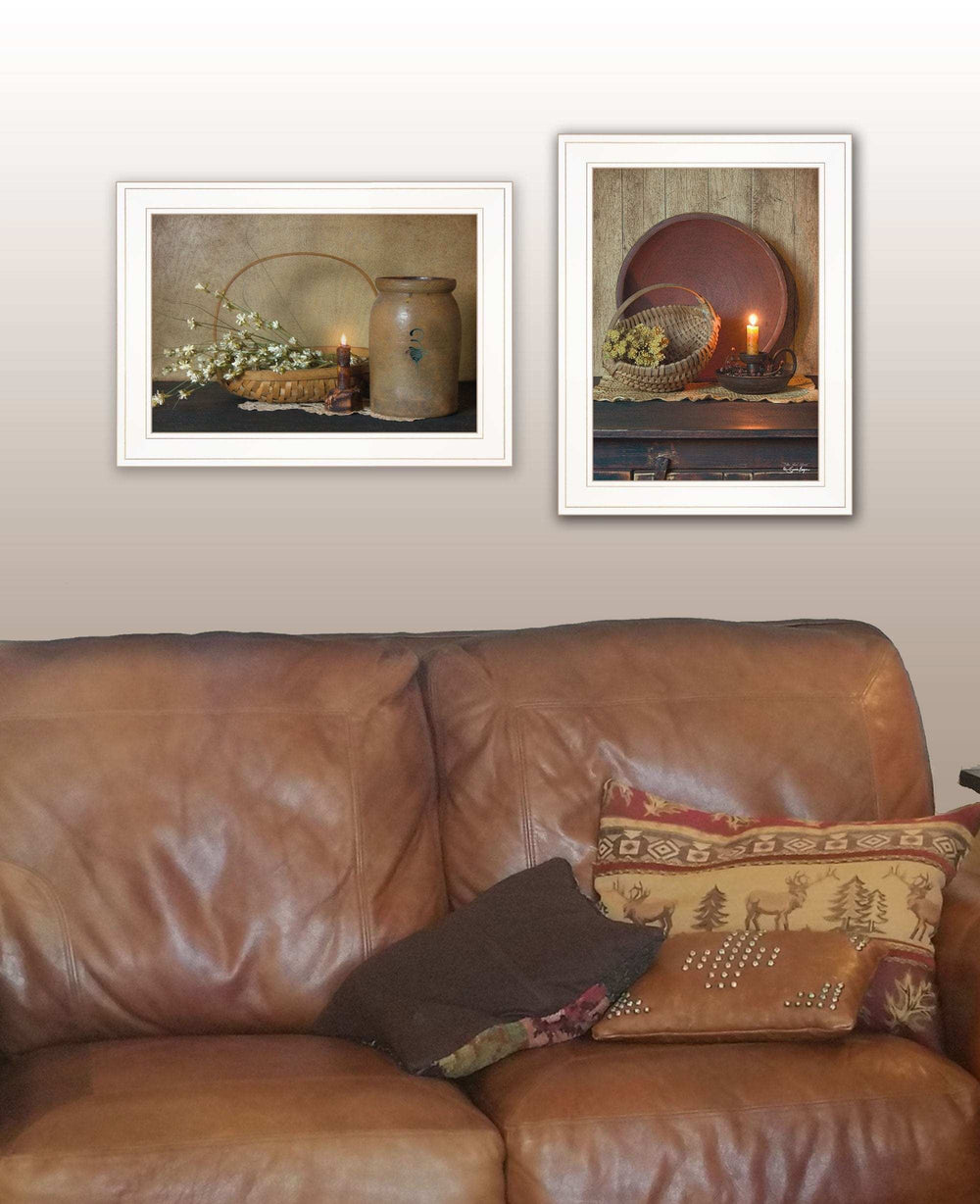 Set Of Two Candle Light and Flowers 1 White Framed Print Wall Art - Homeroots - Flyclothing LLC