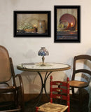 Set Of Two Candle Light and Flowers 2 Black Framed Print Wall Art - Homeroots - Flyclothing LLC