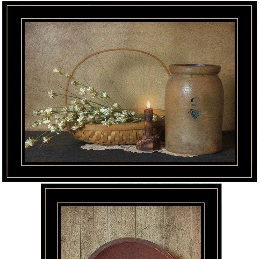 Set Of Two Candle Light and Flowers 2 Black Framed Print Wall Art - Homeroots - Flyclothing LLC