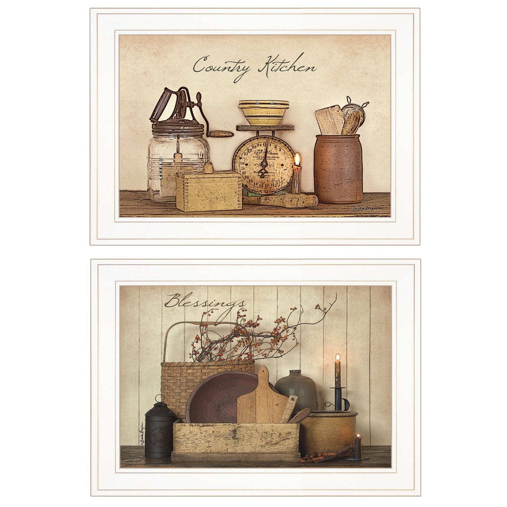 Set Of Two Candlelight and Flowers 1 White Framed Print Wall Art - Homeroots - Flyclothing LLC