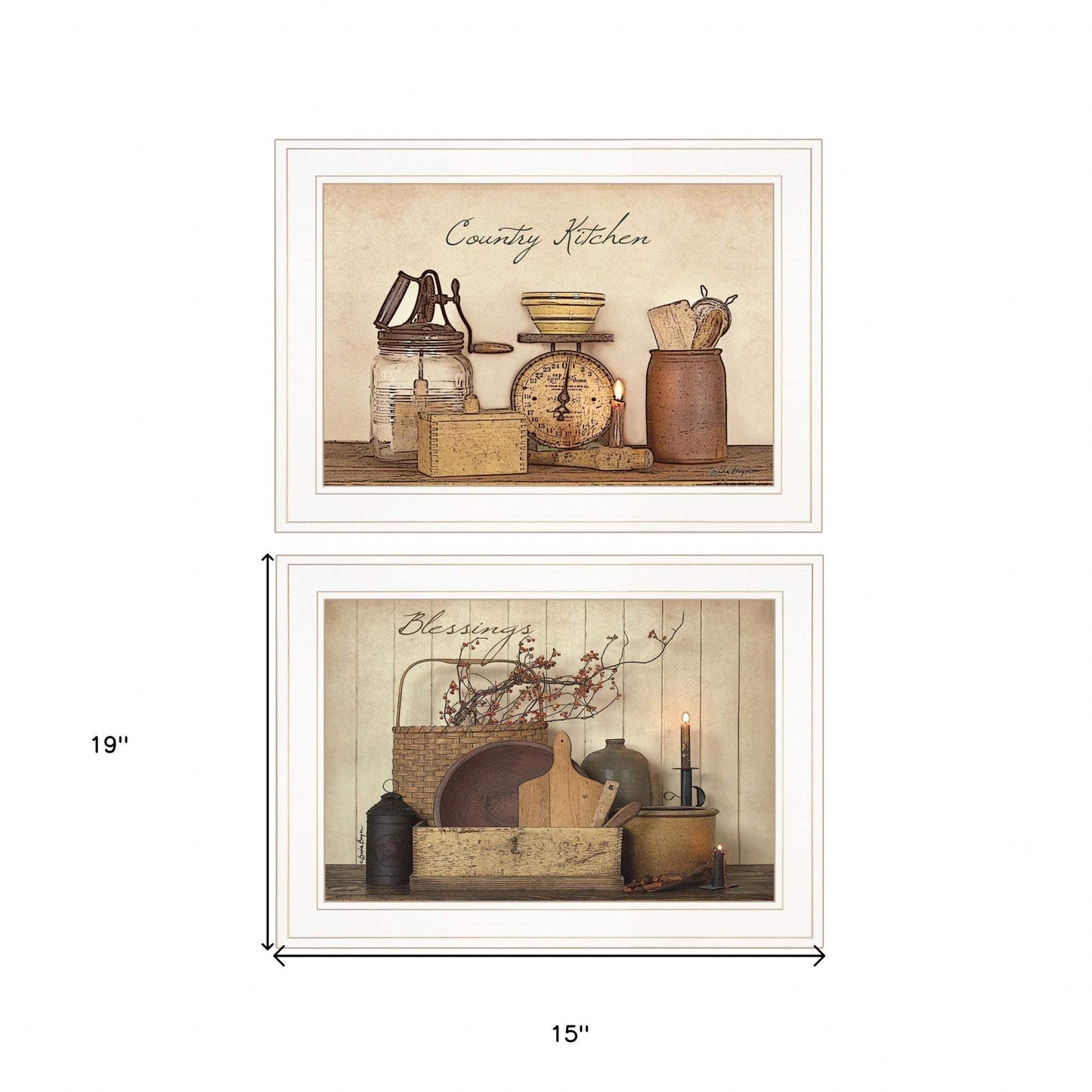 Set Of Two Candlelight and Flowers 1 White Framed Print Wall Art - Homeroots - Flyclothing LLC