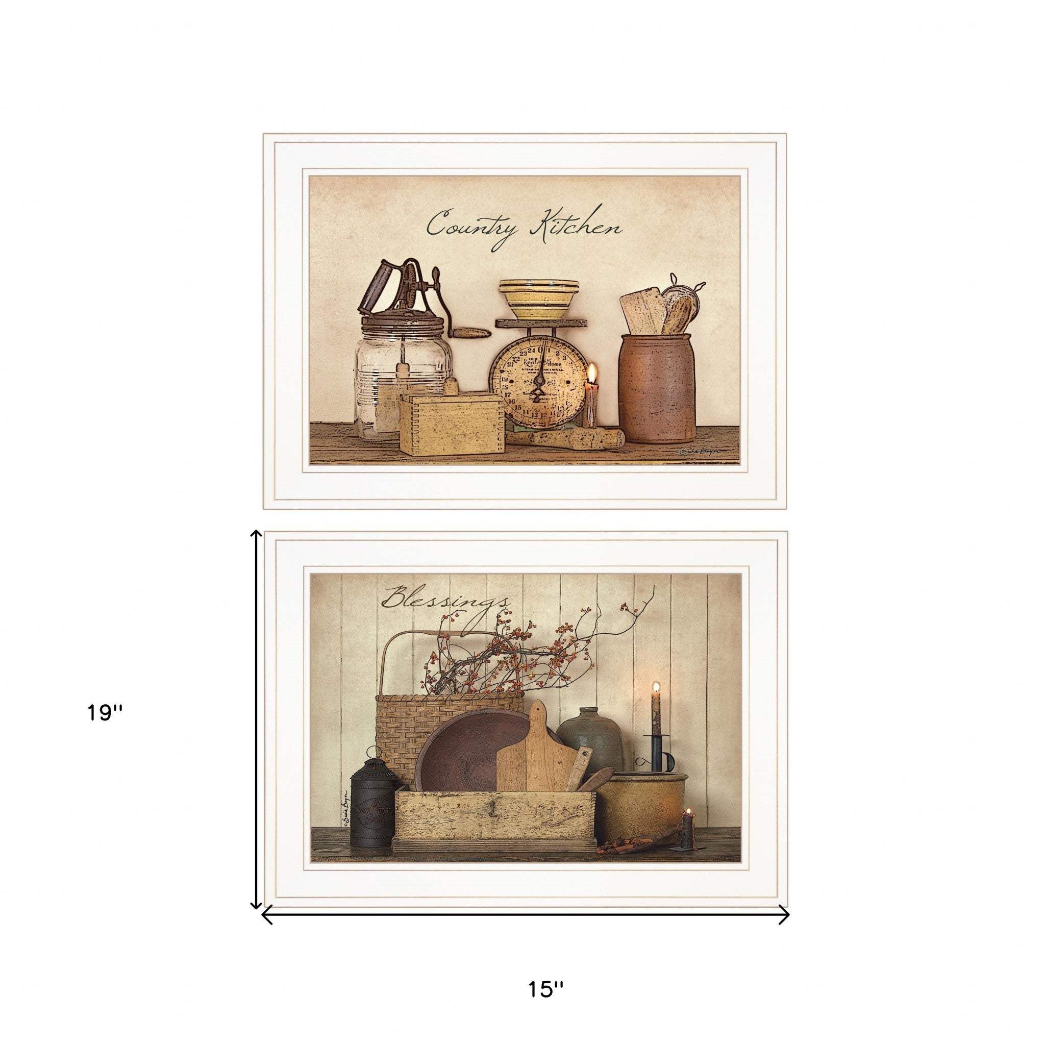 Set Of Two Candlelight and Flowers 1 White Framed Print Wall Art - Homeroots - Flyclothing LLC