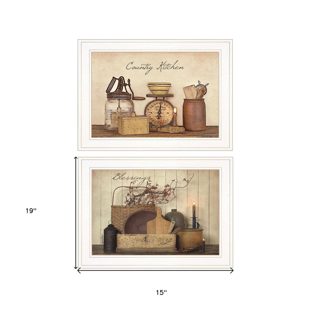 Set Of Two Candlelight and Flowers 1 White Framed Print Wall Art - Homeroots - Flyclothing LLC