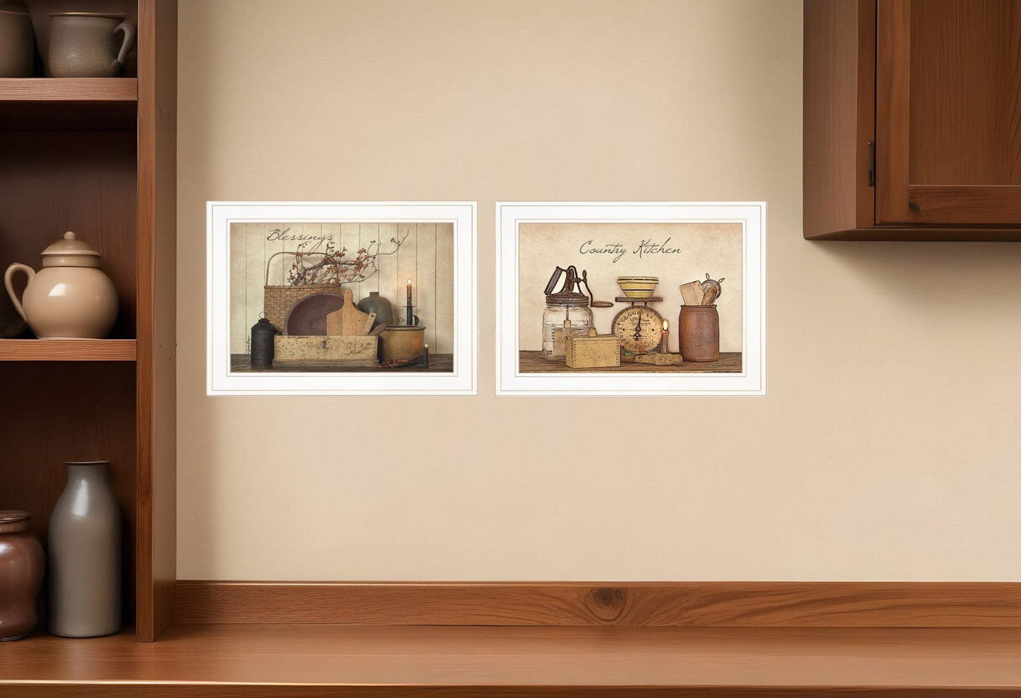 Set Of Two Candlelight and Flowers 1 White Framed Print Wall Art - Homeroots - Flyclothing LLC