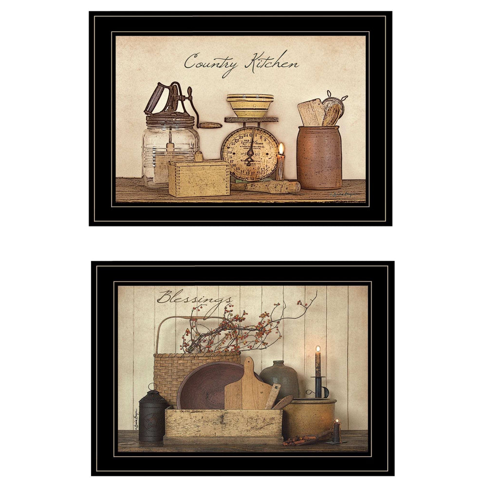 Set Of Two Candlelight and Flowers 2 Black Framed Print Wall Art - Homeroots - Flyclothing LLC
