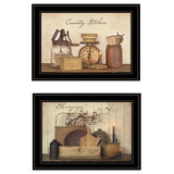 Set Of Two Candlelight and Flowers 2 Black Framed Print Wall Art - Homeroots