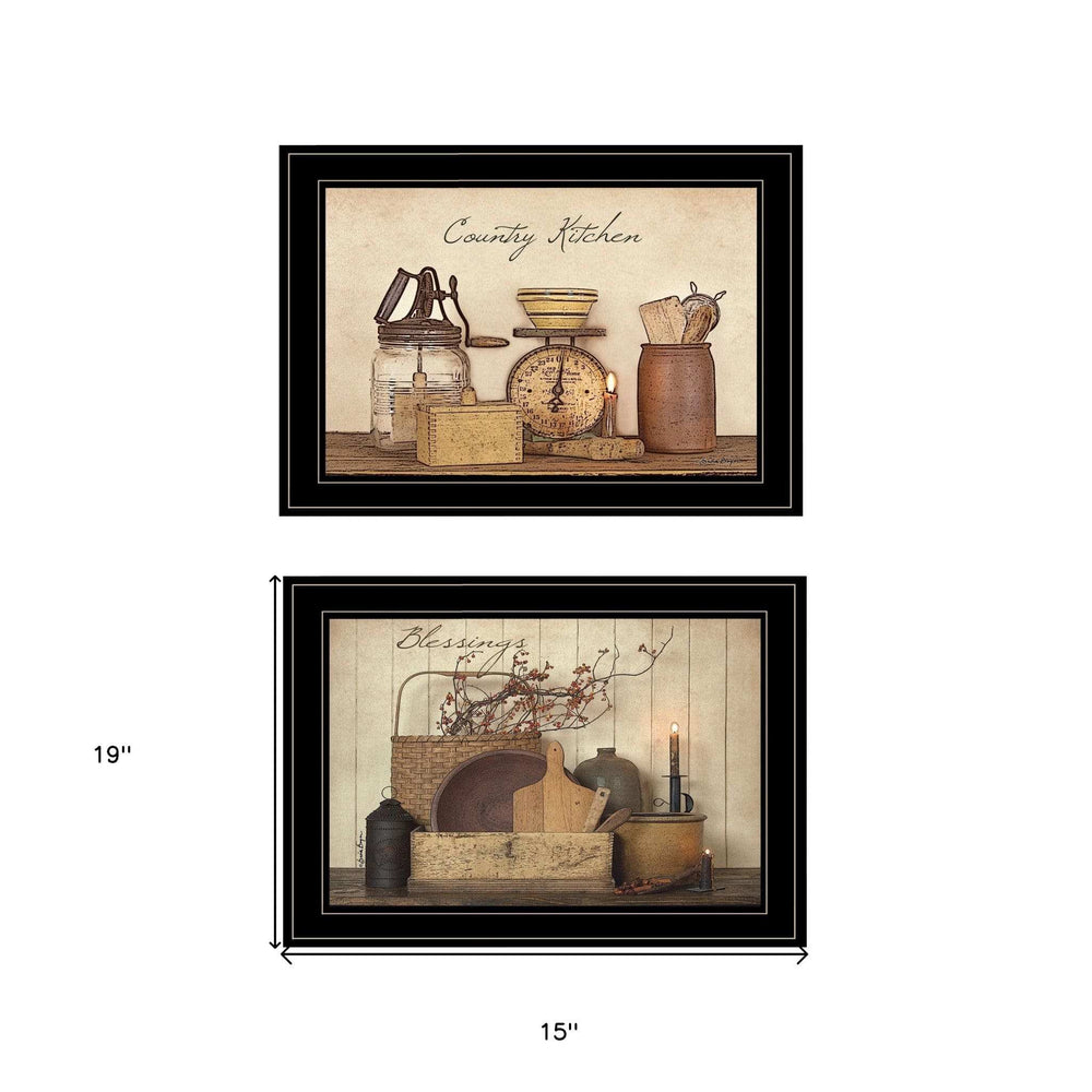 Set Of Two Candlelight and Flowers 2 Black Framed Print Wall Art - Homeroots - Flyclothing LLC