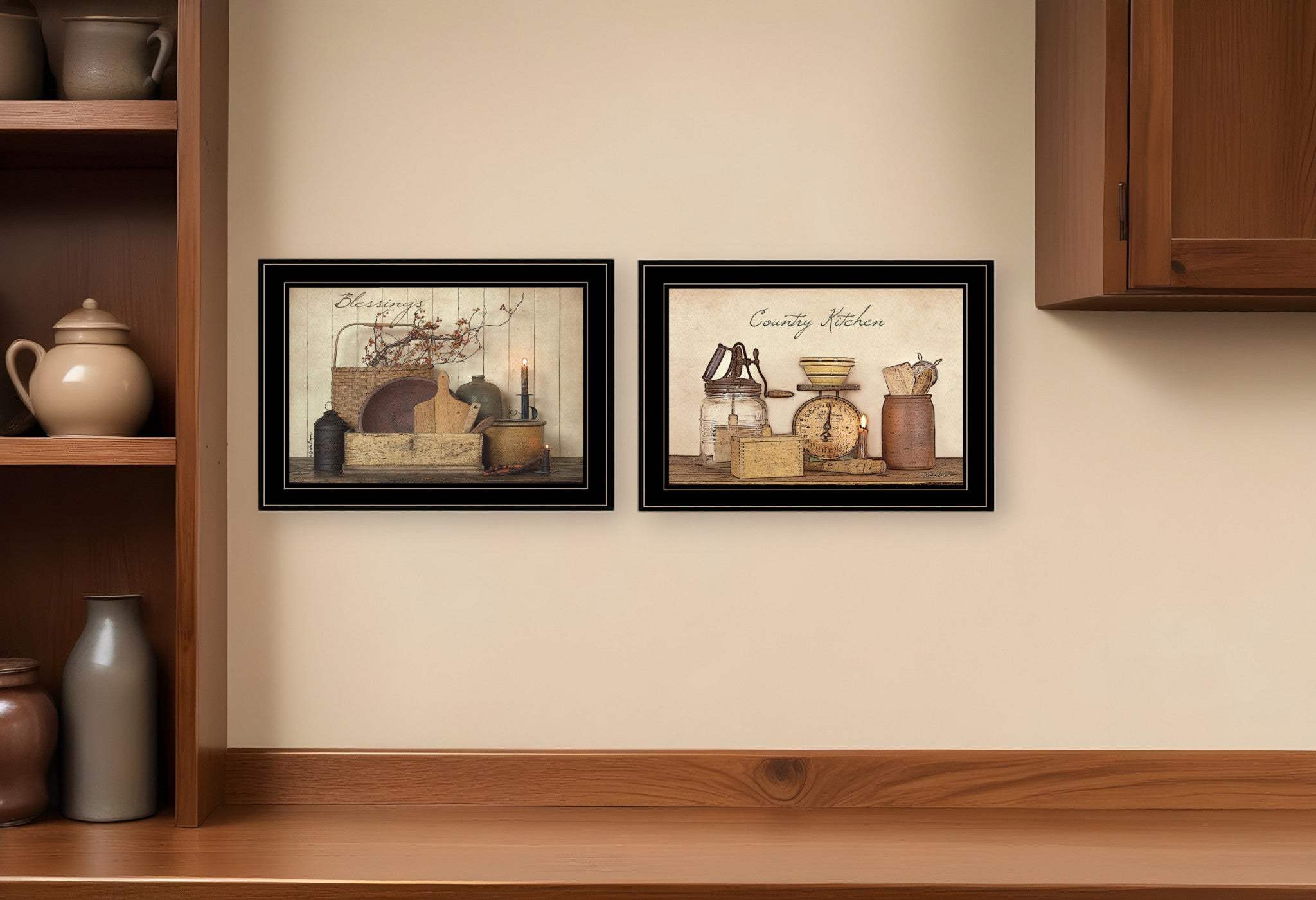 Set Of Two Candlelight and Flowers 2 Black Framed Print Wall Art - Homeroots - Flyclothing LLC