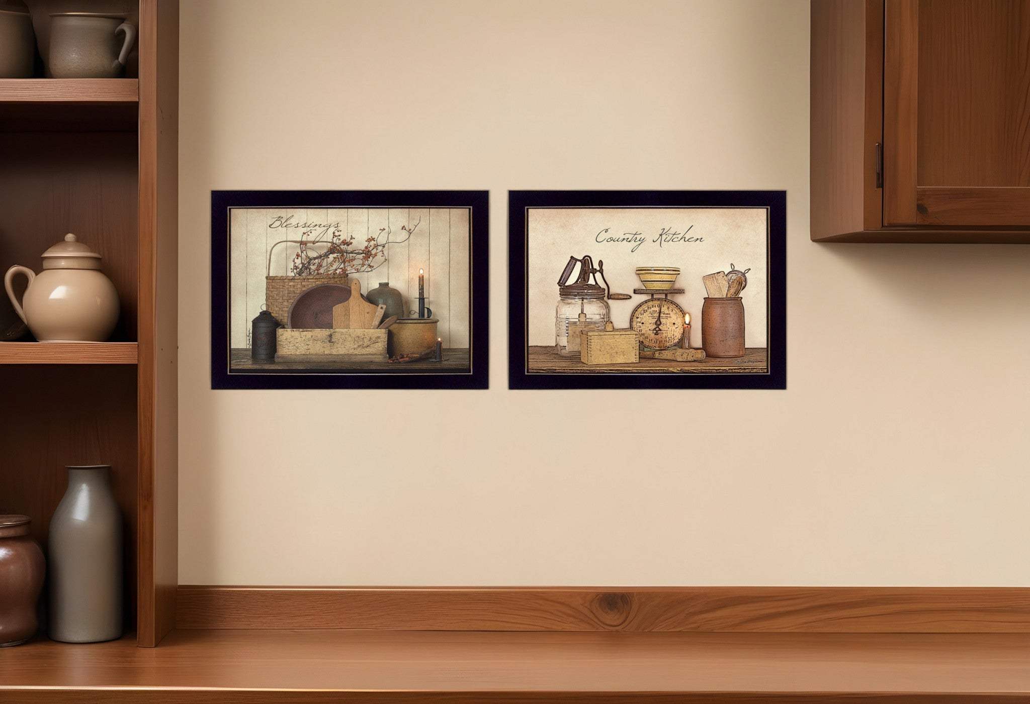 Set Of Two Candlelight and Flowers 3 Black Framed Print Wall Art - Homeroots - Flyclothing LLC
