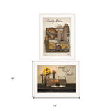 Set Of Two Grateful and Blessed White Framed Print Kitchen Wall Art - Homeroots - Flyclothing LLC