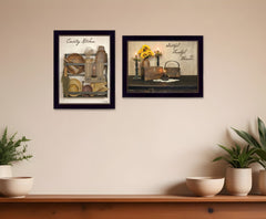 Grateful and Blessed Black Framed Print Kitchen Wall Art - Homeroots